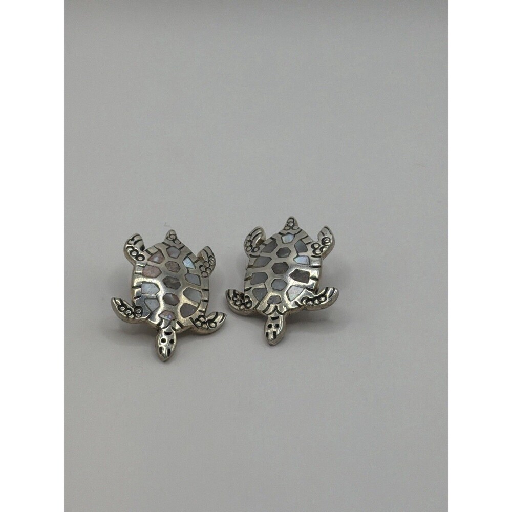 Sterling Silver Mother of Pearl Sea Turtle Stud Earrings